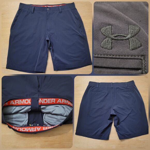 Under Armour UA Golf Shorts Men's Size 38 Black Flat Front Performance Stretchy - Picture 1 of 11